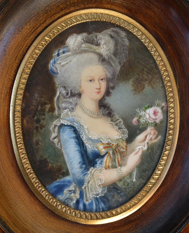 Ritratto di Maria Antonietta con una rosa-miniatura